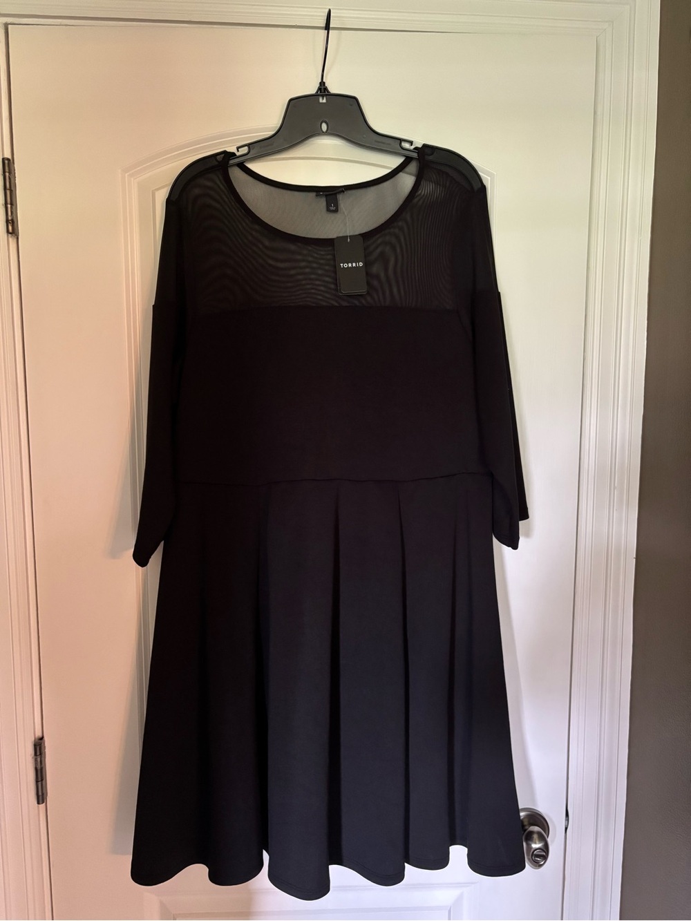 torrid Black Sheer Yoke Fit & Flare Midi Dress